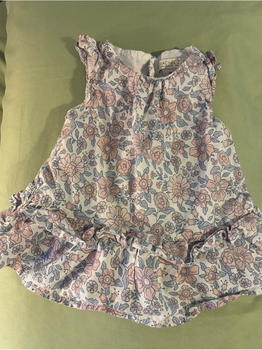 Rachel Zoe cotton Lined Pastel Floral Ruffle Dress - Pink & Blue